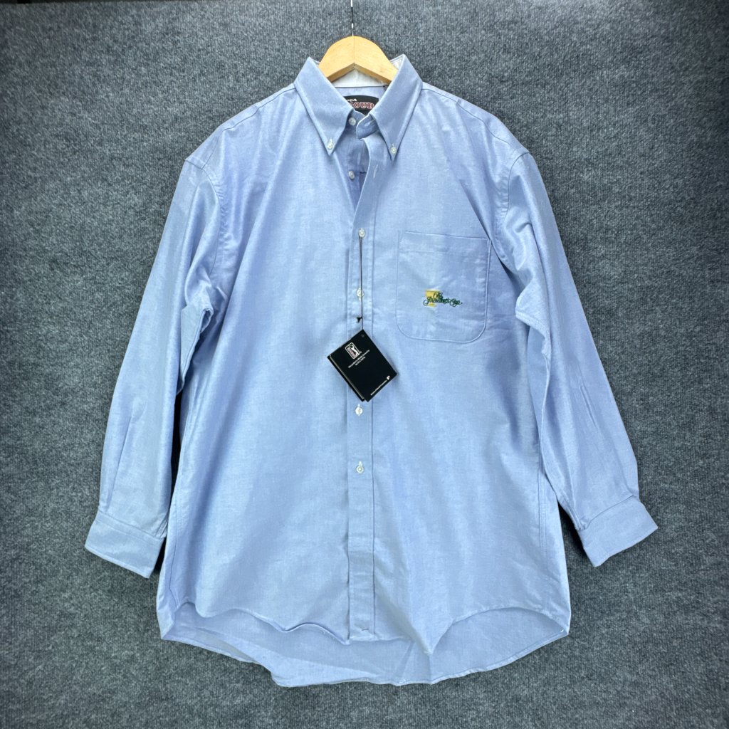 Pga Tour Shirt Mens Large Blue Oxford Golf Button Down Presidents Cup Usa